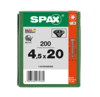 SPAX Senkmultikopf T-STAR PLUS T20 Vollgewinde schwarz verzinkt - 200 Stk - 4,5 x 20