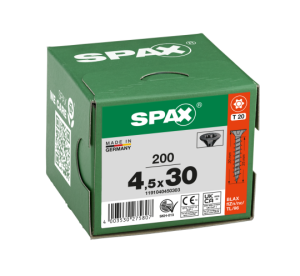 SPAX Senkmultikopf T-STAR PLUS T20 Vollgewinde schwarz verzinkt - 200 Stk - 4,5 x 30