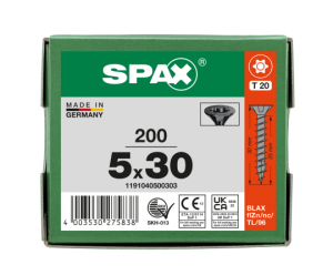 SPAX Senkmultikopf T-STAR PLUS T20 Vollgewinde schwarz...