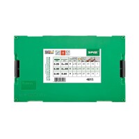 SPAX L-BOXX Mini, Dübel-Schrauben-Set 481 Teile, A9J, T-STAR plus, Senkkopf - mit 6 Abmessungen