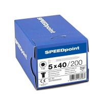 SPEEDpoint Terrassenschraube 5 x 40 mm - Linsensenkkopf - T-STAR T25 - Schabenut - Edelstahl rostfrei A2 - 200 Stk