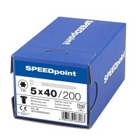 SPEEDpoint Terrassenschraube 5 x 40 mm - Linsensenkkopf - T-STAR T25 - Schabenut - Edelstahl rostfrei A2 - 200 Stk