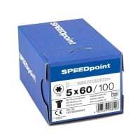 SPEEDpoint Terrassenschraube 5 x 60 mm - Linsensenkkopf - T-STAR T25 - Schabenut - Edelstahl rostfrei A2 - 100 Stk