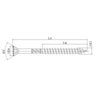 SPEEDpoint Terrassenschraube 5 x 60 mm - Linsensenkkopf - T-STAR T25 - Schabenut - Edelstahl rostfrei A2 - 100 Stk