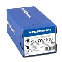 SPEEDpoint Terrassenschraube 5 x 70 mm - Linsensenkkopf - T-STAR T25 - Schabenut - Edelstahl rostfrei A2 - 100 Stk