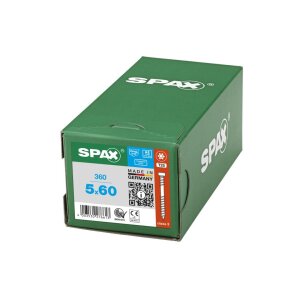 SPAX Terrassenschraube - 5 x 60 mm - 360 Stk - Fixiergewinde - Zylinderkopf - T-STAR plus T25 - CUT-Spitze - Edelstahl rostfrei A2