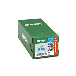 SPAX Terrassenschraube - 5 x 60 mm - 360 Stk - Fixiergewinde - Zylinderkopf - T-STAR plus T25 - CUT-Spitze - Edelstahl rostfrei A2