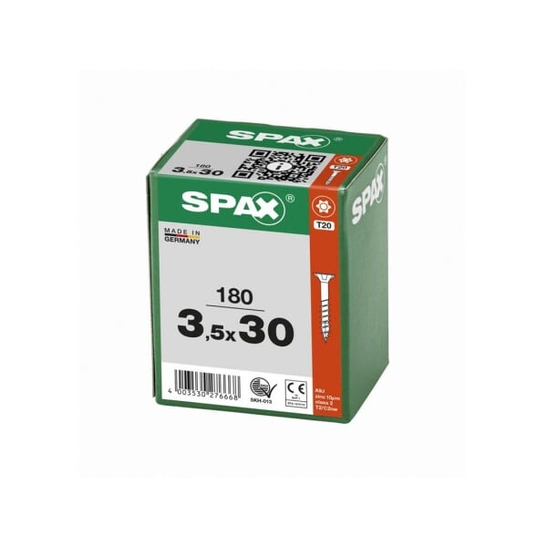 SPAX Universalschraube - 3,5 x 30 mm - 180 Stk - Teilgewinde - Senkkopf - T-STAR plus T20 - 4CUT - WIROX