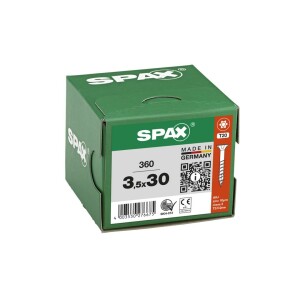 SPAX Universalschraube - 3,5 x 30 mm - 360 Stk - Teilgewinde - Senkkopf - T-STAR plus T20 - 4CUT - WIROX