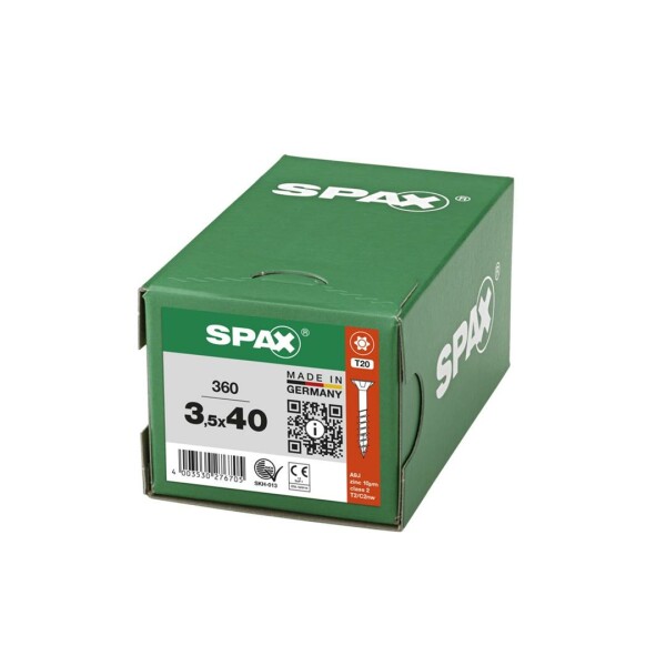 SPAX Universalschraube - 3,5 x 40 mm - 360 Stk - Teilgewinde - Senkkopf - T-STAR plus T20 - 4CUT - WIROX