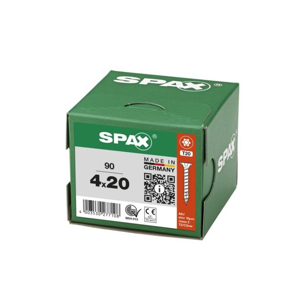 SPAX Universalschraube - 4 x 20 mm - 90 Stk - Vollgewinde - Senkkopf - T-STAR plus T20 - 4CUT - WIROX