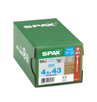 SPAX T-STAR plus Linsensenkkopf mit Fixiergewinde 4 CUT & kleiner Kopf (Ø 8mm) T20; 4,5x43 - 200 Stk