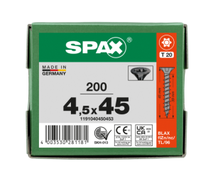 SPAX Senkmultikopf T-STAR PLUS T20 Vollgewinde schwarz...