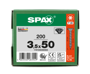 SPAX Senkmultikopf T-STAR PLUS T20 Vollgewinde schwarz...