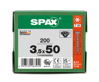 SPAX Senkmultikopf T-STAR PLUS T20 Vollgewinde schwarz verzinkt - 200 Stk - 3,5 x 50