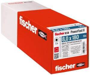 fischer PowerFast FPF II WTP 8,0 x 180 BC 50 Tellerkopf TX Teilgewinde verzinkt