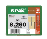 SPAX Senkkopf 8 mm T-STAR plus - Teilgewinde WIROX A3J  T40  -  8x260  -  50 Stk