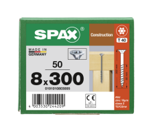 SPAX Senkkopf 8 mm T-STAR plus - Teilgewinde WIROX A3J  T40  -  8x300  -  50 Stk