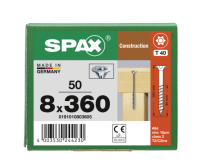 SPAX Senkkopf 8 mm T-STAR plus - Teilgewinde WIROX A3J  T40  -  8x360  -  50 Stk