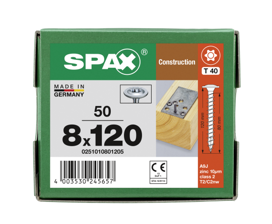 SPAX WIROX Tellerkopf T-STARplus TG TX40 8,0x120 50 Stk