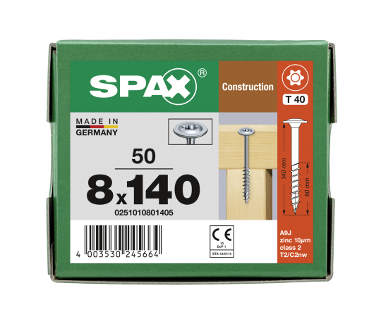 SPAX WIROX Tellerkopf T-STARplus TG TX40 8,0x140 50 Stk