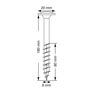 SPAX Tellerkopf 8 mm T-STAR plus 4CUT Teilgewinde WIROX P3J  8x180 - 50 Stk