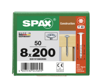 SPAX WIROX Tellerkopf T-STARplus TG TX40 8,0x200 50 Stk