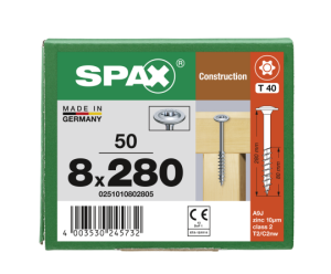 SPAX WIROX Tellerkopf T-STARplus TG TX40 8,0x280 50 Stk