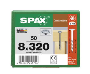 SPAX WIROX Tellerkopf T-STARplus TG TX40 8,0x320 50 Stk