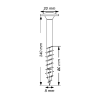 SPAX Tellerkopf 8 mm T-STAR plus 4CUT Teilgewinde WIROX P3J  8x340 - 50 Stk