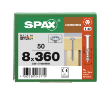 SPAX WIROX Tellerkopf T-STARplus TG TX40 8,0x360 50 Stk