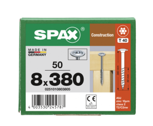 SPAX WIROX Tellerkopf T-STARplus TG TX40 8,0x380 50 Stk