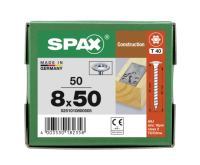 SPAX Tellerkopf  Beschlagschraube T40 8 mm T-STAR plus 4CUT Vollgewinde WIROX P5J C4  8x50 - 50 Stk