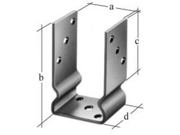 U-Pfostenlasche mit Sicke 81x150 mm zum Aufdübeln