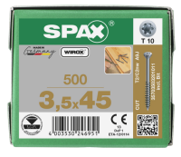 SPAX Dielenschraube Teilgewinde Senkkopf - T-STAR plus T10 WIROX  3,5x45 - 500 Stk