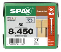 SPAX Senkkopf 8 mm T-STAR plus - Teilgewinde WIROX A3J  T40  -  8x450  -  50 Stk