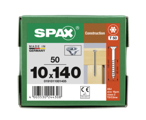 SPAX Senkkopf 10 mm T-STAR plus - Teilgewinde WIROX A3J  T50  -  10x140  -  50 Stk