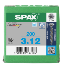 SPAX Senkkopf T-STAR plus - Vollgewinde Edelstahl rostfrei A2 1.4567      T10  -  3x12  -  200 Stk