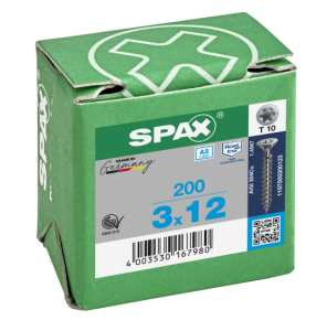 SPAX Senkkopf T-STAR plus - Vollgewinde Edelstahl rostfrei A2 1.4567      T10  -  3x12  -  200 Stk