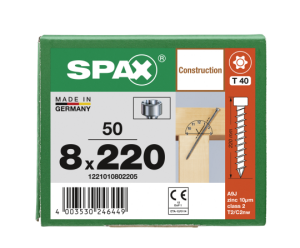 SPAX Zylinderkopfschraube T-STAR plus VG TX40 8 x 220...