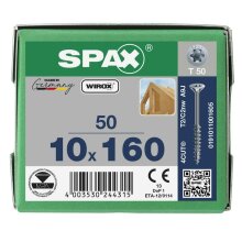 SPAX Senkkopf 10 mm T-STAR plus - Teilgewinde WIROX A3J  T50  -  10x160  -  50 Stk