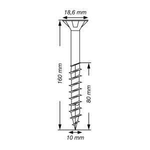 SPAX Senkkopf 10 mm T-STAR plus - Teilgewinde WIROX A3J  T50  -  10x160  -  50 Stk