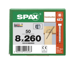 SPAX Zylinderkopfschraube T-STAR plus VG TX40 8 x 260...