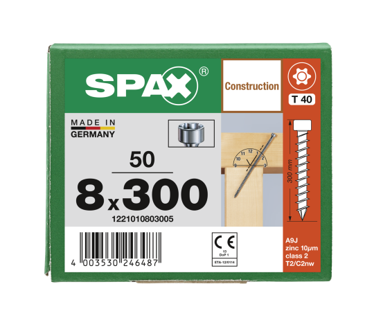 SPAX Zylinderkopfschraube T-STAR plus VG TX40 8 x 300 WIROX  50 Stk