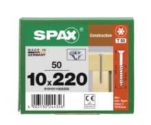 SPAX Senkkopf 10 mm T-STAR plus - Teilgewinde WIROX A3J  T50  -  10x220  -  50 Stk