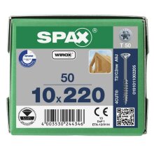SPAX Senkkopf 10 mm T-STAR plus - Teilgewinde WIROX A3J  T50  -  10x220  -  50 Stk