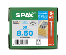 SPAX Tellerkopf 8 mm T-STAR plus 4CUT Vollgewinde Edelstahl A2 1.4567  8x50 - 50 Stk