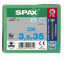 SPAX Senkkopf T-STAR plus - Teilgewinde Edelstahl A2 1.4567  T15  -  3,5x35  -  200 Stk