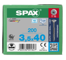 SPAX Senkkopf T-STAR plus - Teilgewinde Edelstahl A2 1.4567  T15  -  3,5x40  -  200 Stk
