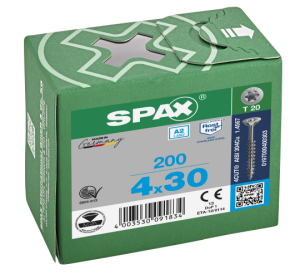 SPAX Senkkopf T-STAR plus - Teilgewinde Edelstahl rostfrei A2 1.4567  T20  -  4x30  -  200 Stk